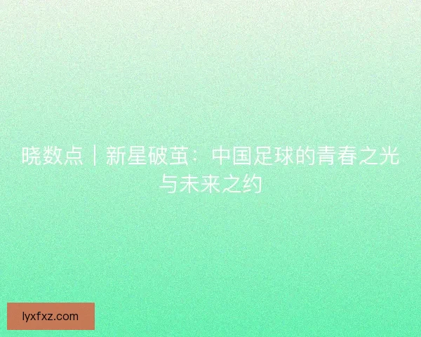 晓数点｜新星破茧：中国足球的青春之光与未来之约